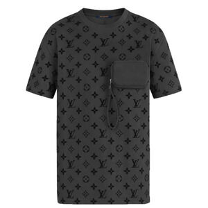 Louis Vuitton SS20 Velvet Monogram Black Logo Zip Pocket Short Sleeve T-Shirt M